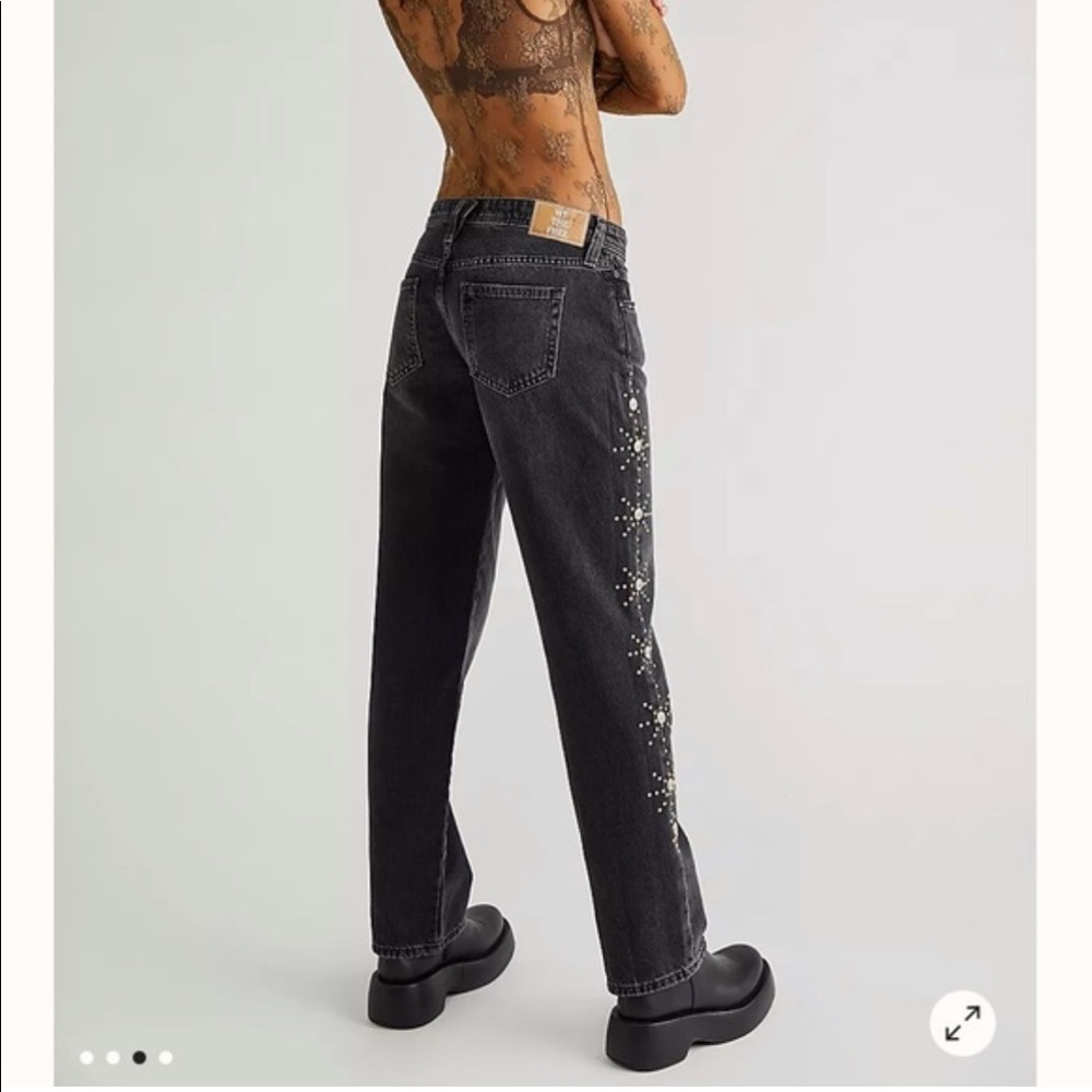 We the Free Copper Studded Low-Rise Boyfriend Jeans